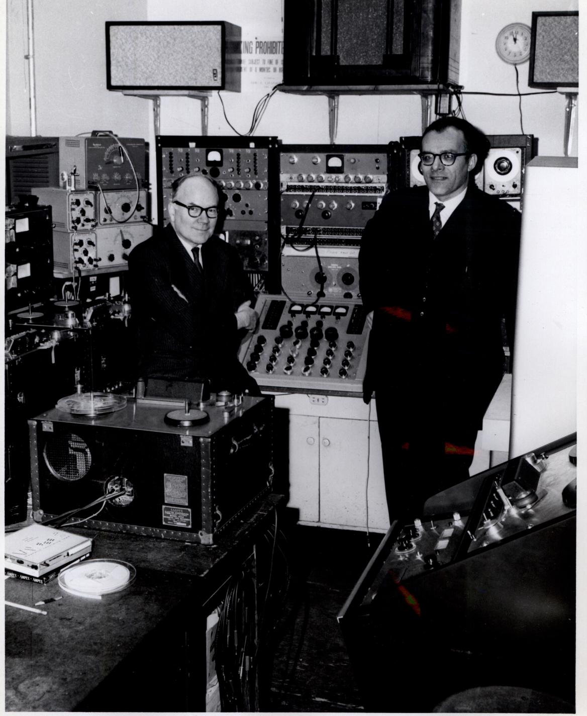 Otto Luening and Vladimir Ussachevsky in the Electronic Music Center
