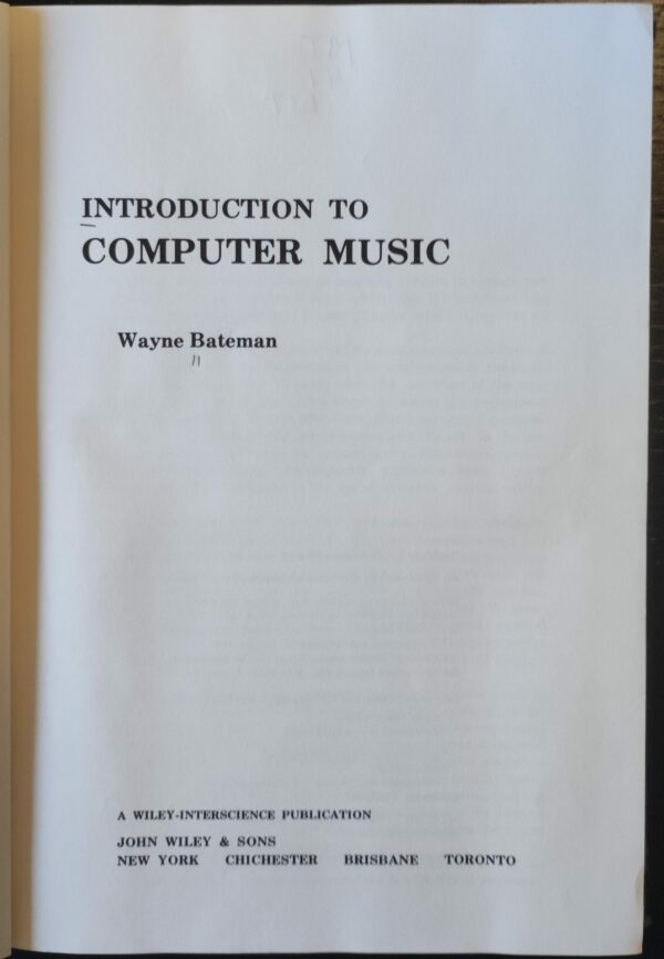 Wayne Bateman - Introduction to Computer Music
