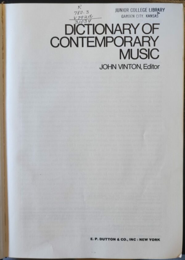 Vinton - Dictionary of Contemporary Music